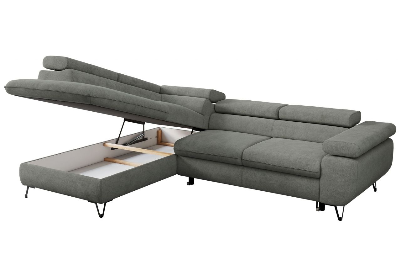 Narożnik PEDRO L - strona lewa - szary, struktura