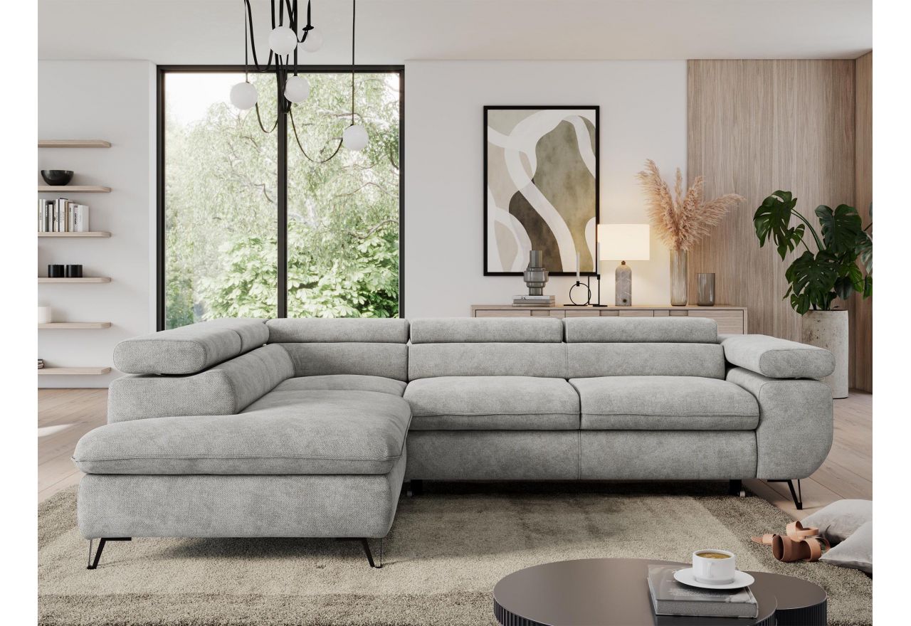 Narożnik PEDRO L - strona lewa - jasnoszary, struktura