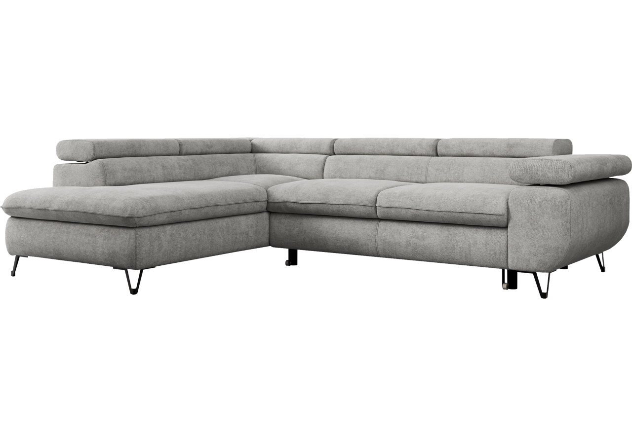 Narożnik PEDRO L - strona lewa - jasnoszary, struktura