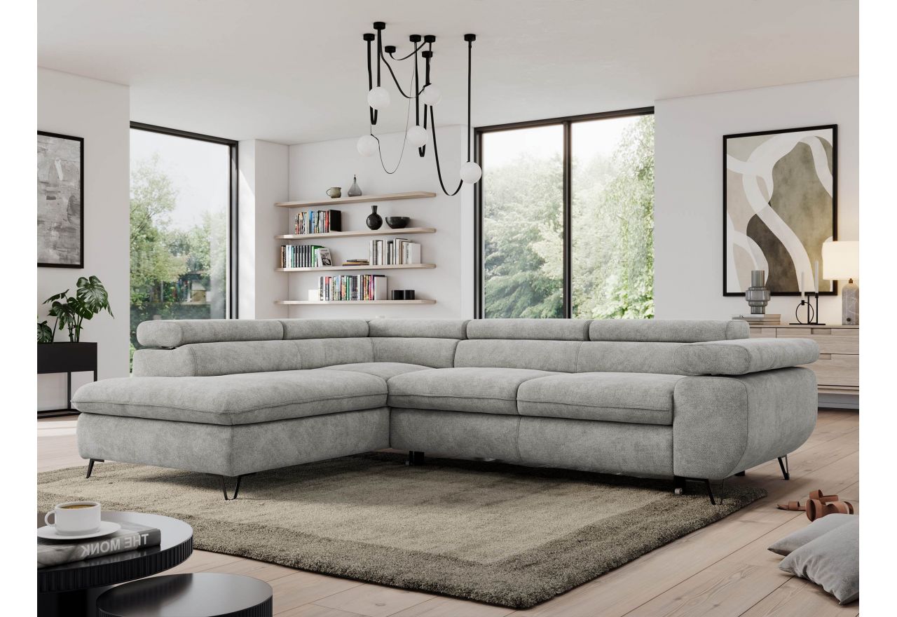 Narożnik PEDRO L - strona lewa - jasnoszary, struktura