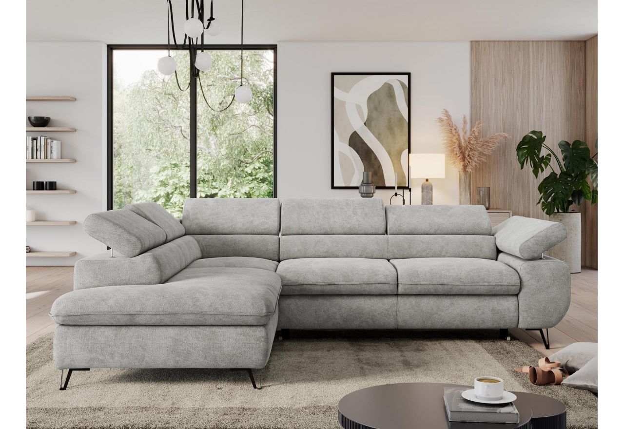 Narożnik PEDRO L - strona lewa - jasnoszary, struktura