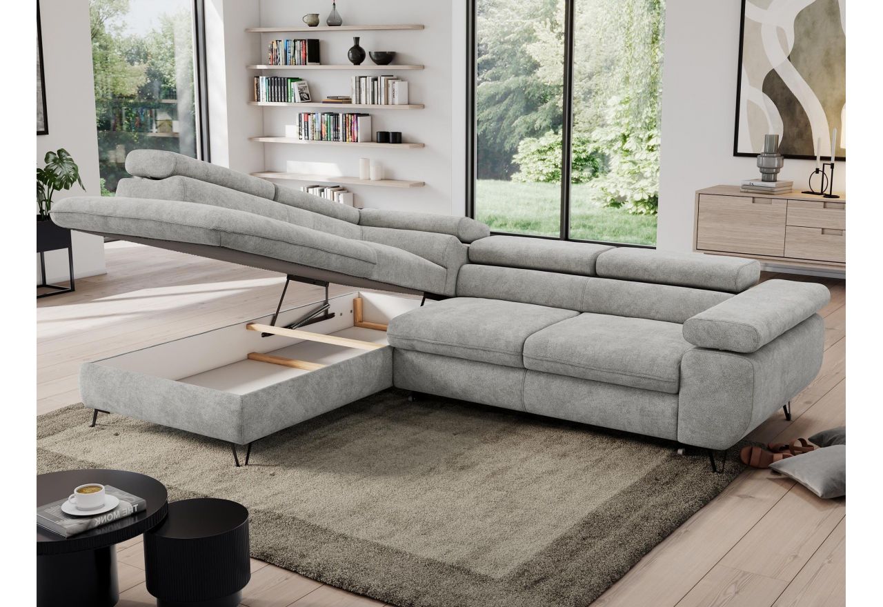 Narożnik PEDRO L - strona lewa - jasnoszary, struktura