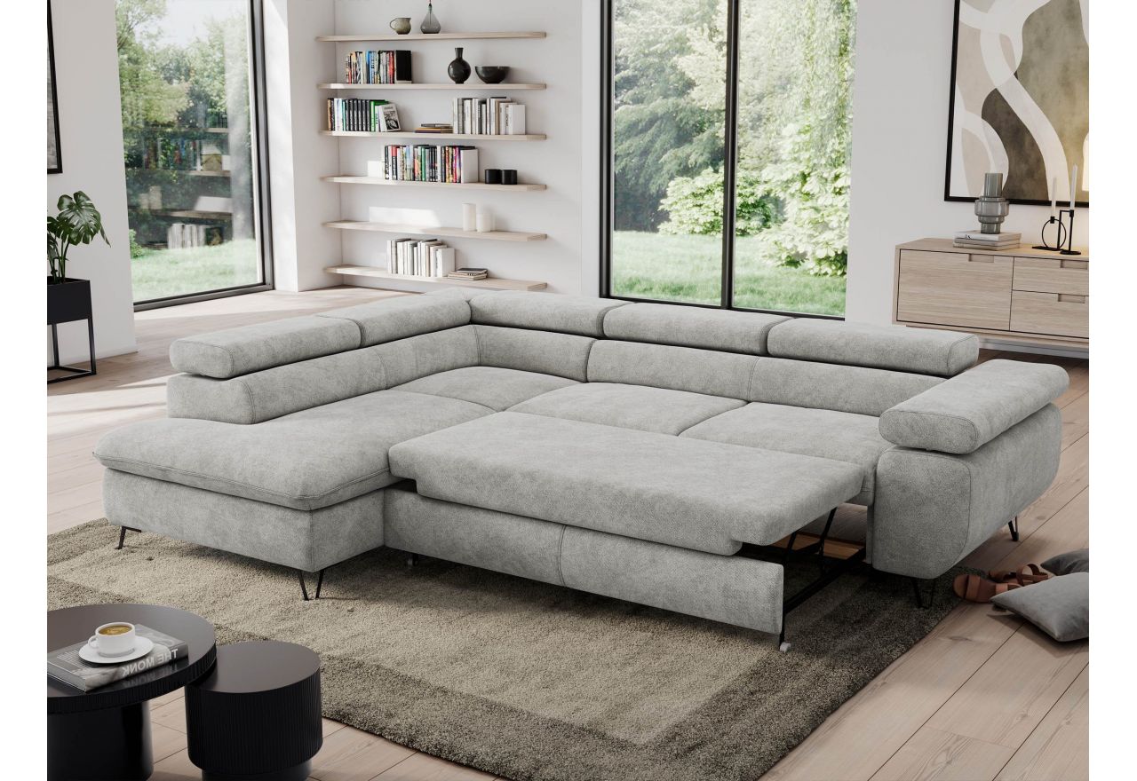 Narożnik PEDRO L - strona lewa - jasnoszary, struktura