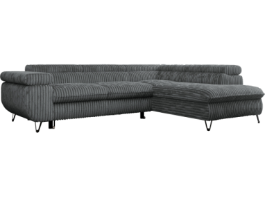 Narożnik PETER L - strona prawa - szary, sztruks