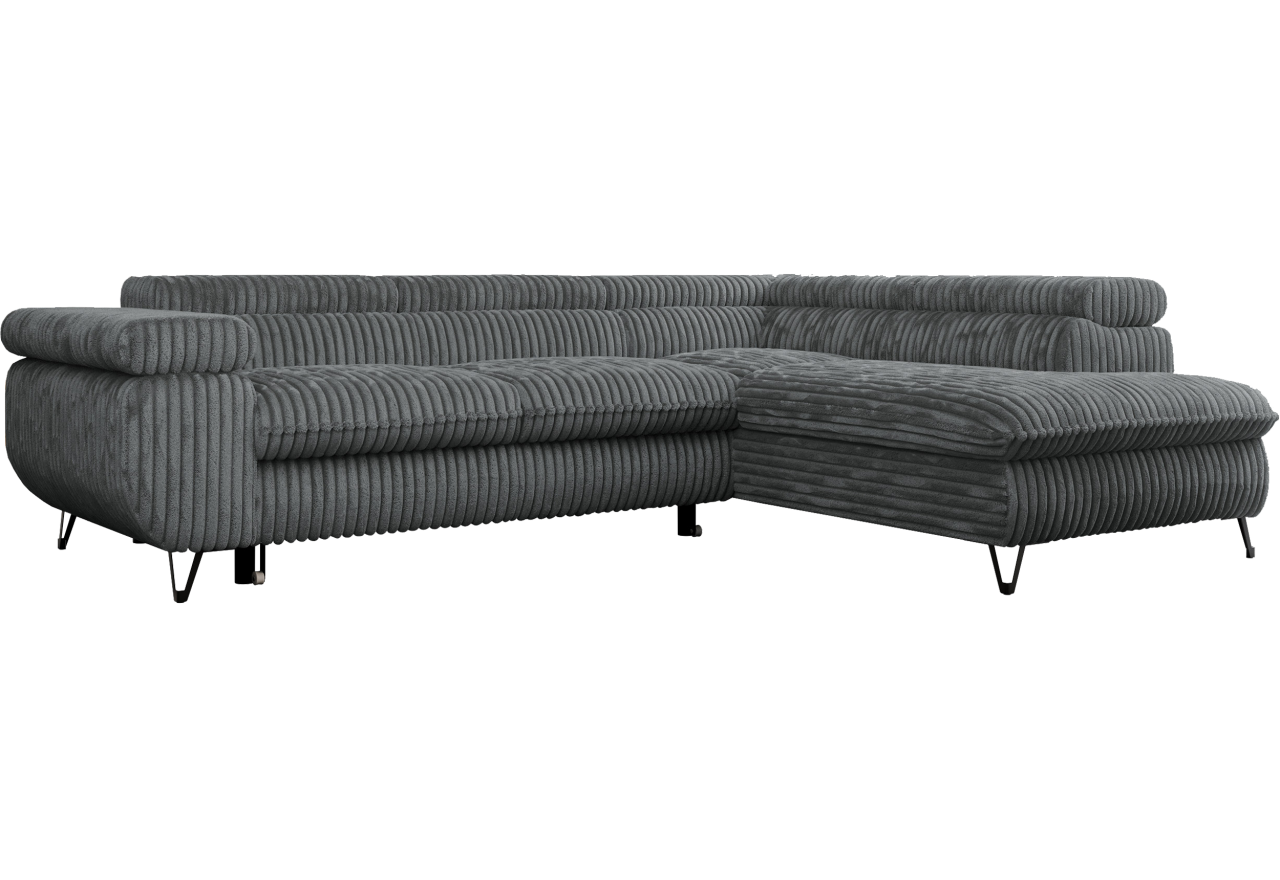 Narożnik PETER L - strona prawa - szary, sztruks