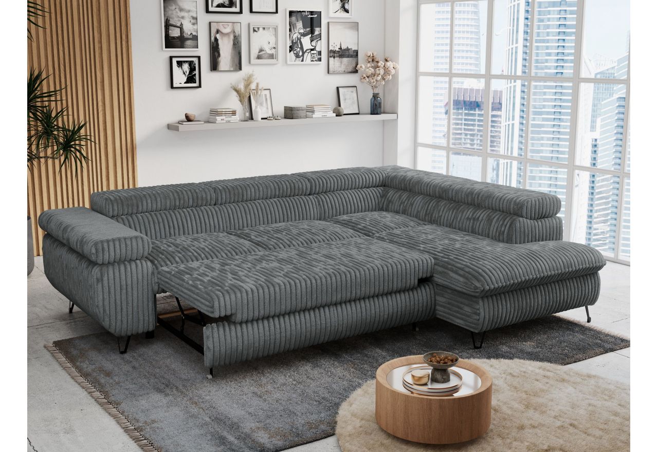 Narożnik PETER L - strona prawa - szary, sztruks