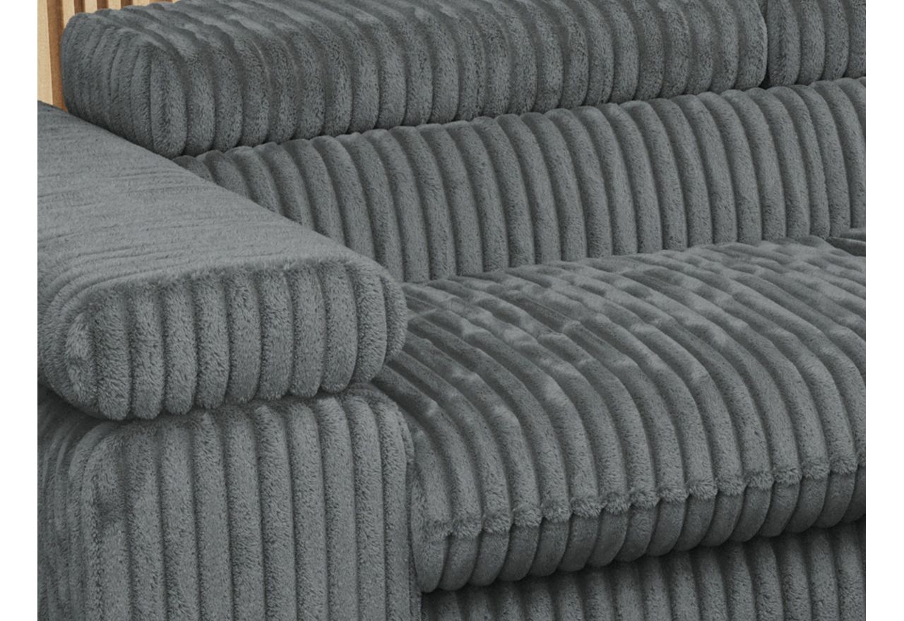 Narożnik PETER L - strona prawa - szary, sztruks