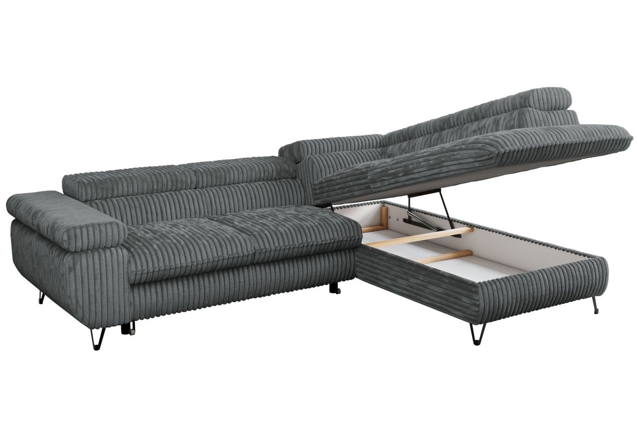 Narożnik PETER L - strona prawa - szary, sztruks