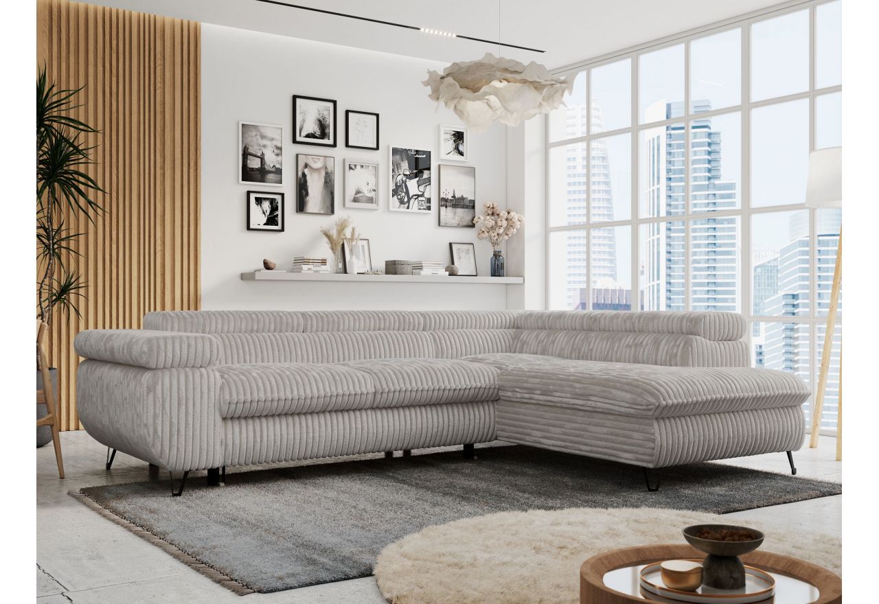 Narożnik PETER L - strona prawa - jasnoszary, sztruks