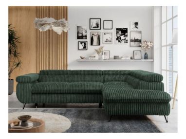 Narożnik PETER L - strona prawa - ciemnozielony, sztruks