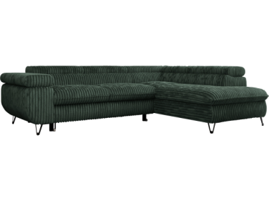 Narożnik PETER L - strona prawa - ciemnozielony, sztruks