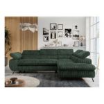 Narożnik PETER L - strona prawa - ciemnozielony, sztruks