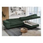 Narożnik PETER L - strona prawa - ciemnozielony, sztruks