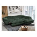 Narożnik PETER L - strona prawa - ciemnozielony, sztruks