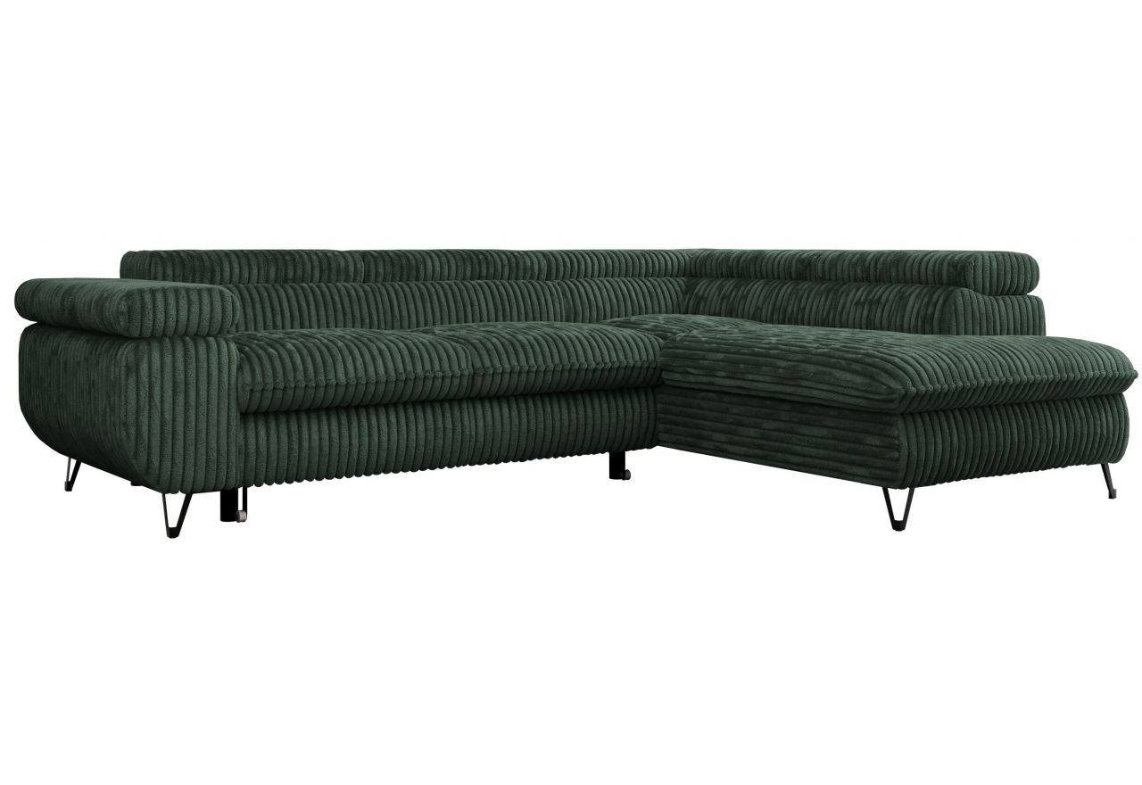 Narożnik PETER L - strona prawa - ciemnozielony, sztruks