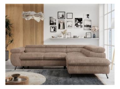 Narożnik PETER L - strona prawa - brązowy, sztruks