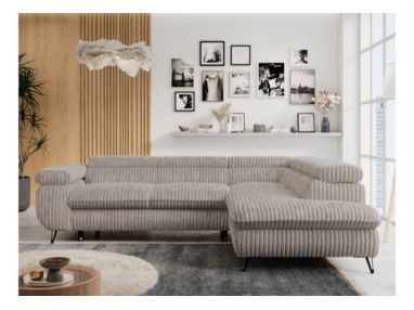 Narożnik PETER L - strona prawa - jasnobrązowy, sztruks