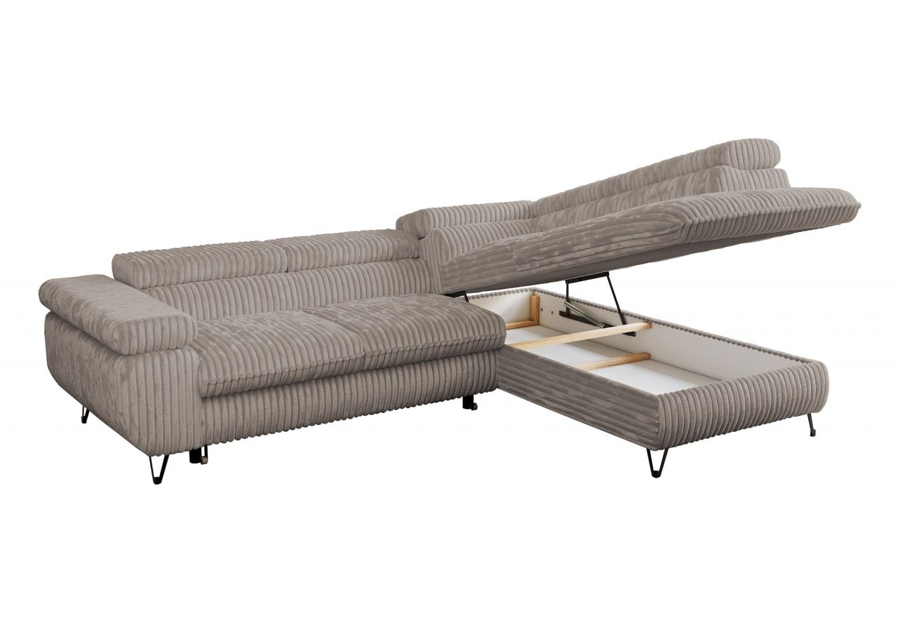 Narożnik PETER L - strona prawa - jasnobrązowy, sztruks