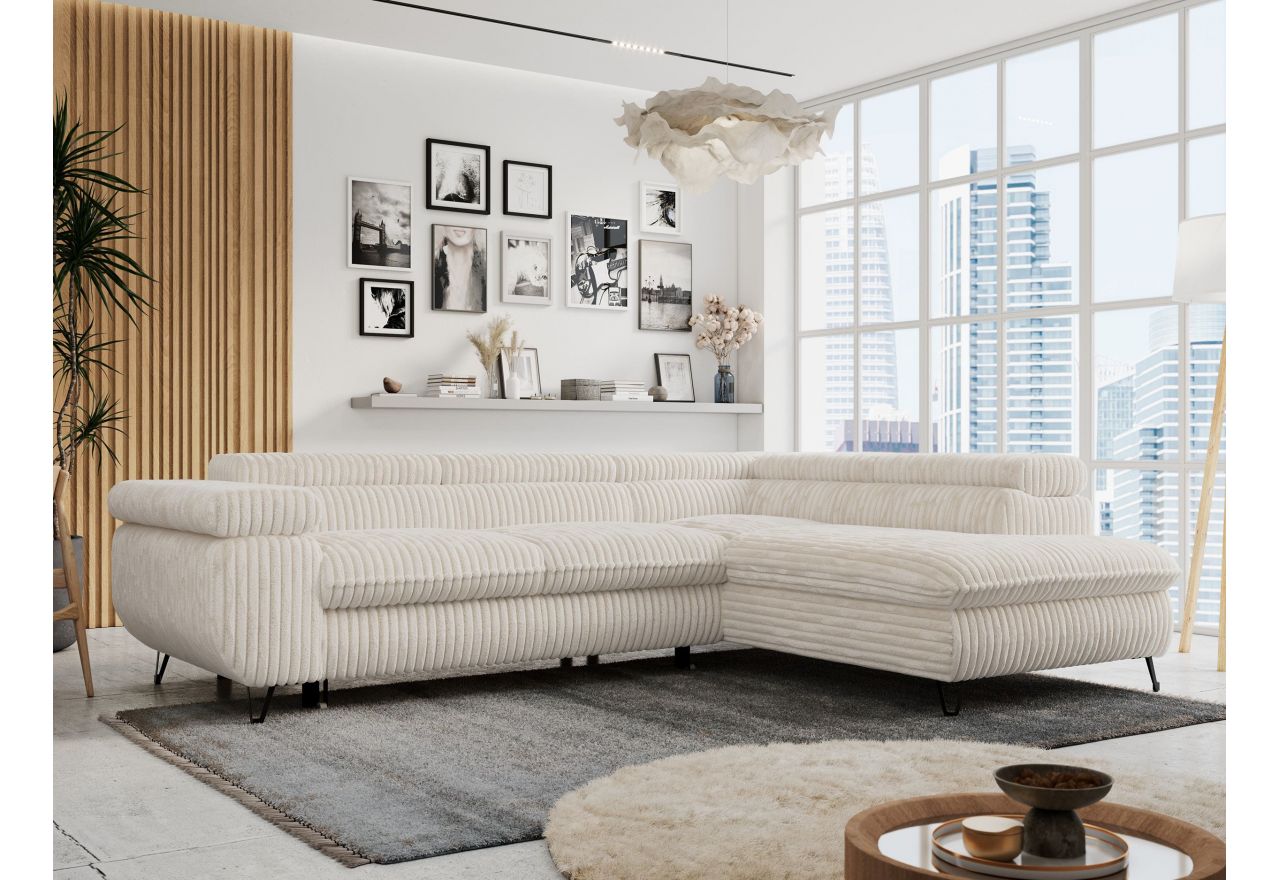 Narożnik PETER L - strona prawa - beżowy, sztruks