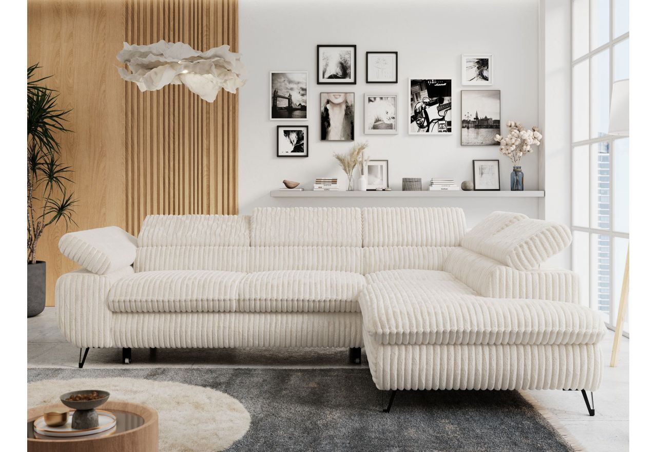 Narożnik PETER L - strona prawa - beżowy, sztruks