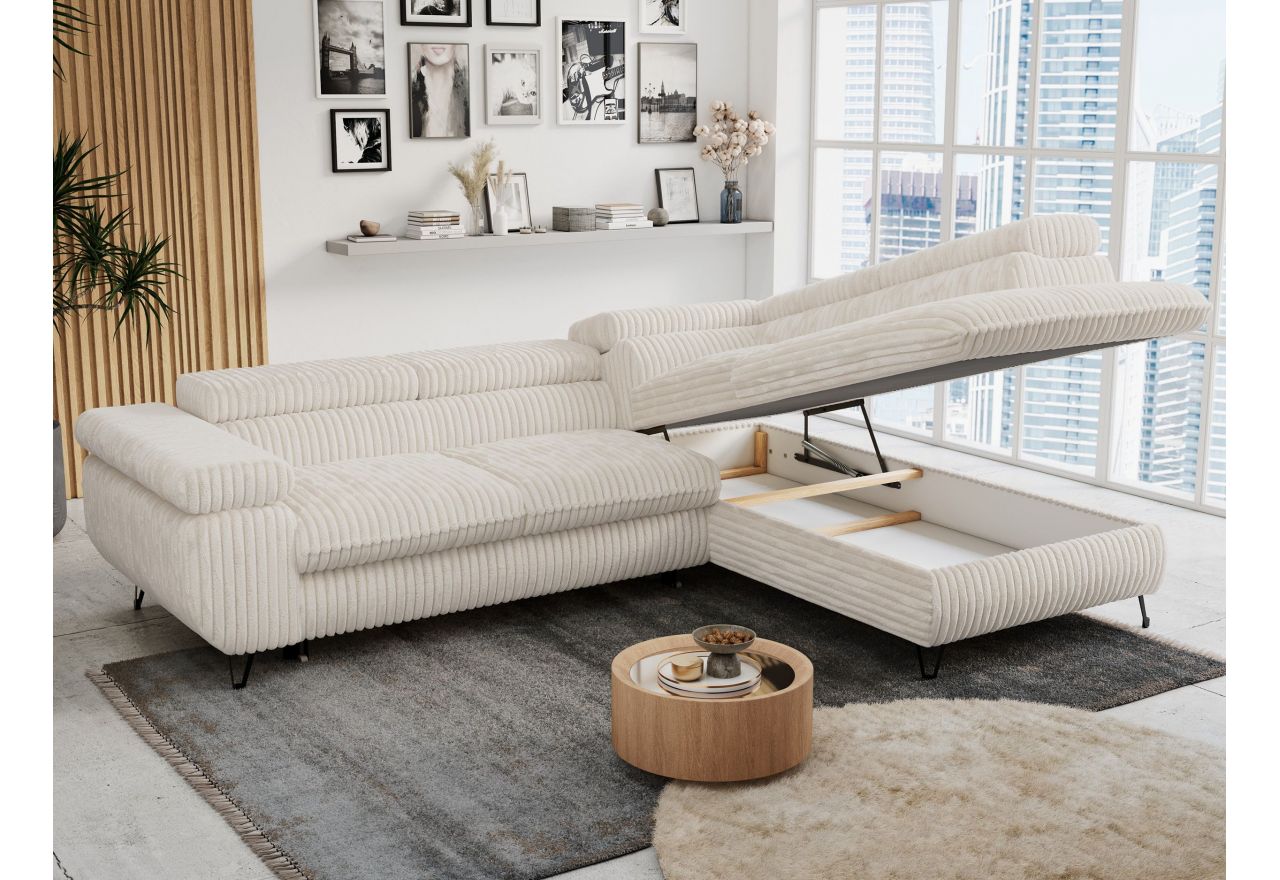 Narożnik PETER L - strona prawa - beżowy, sztruks