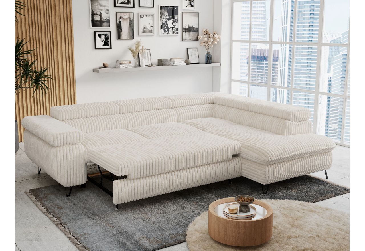 Narożnik PETER L - strona prawa - beżowy, sztruks