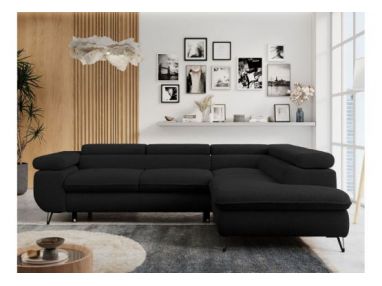 Narożnik PETER L - strona prawa - czarny, boucle