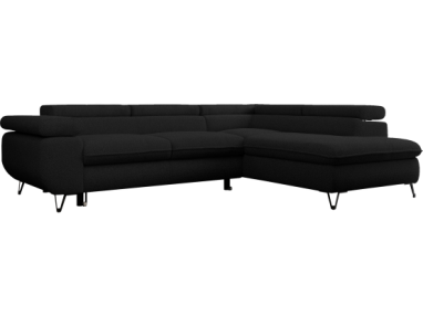 Narożnik PETER L - strona prawa - czarny, boucle