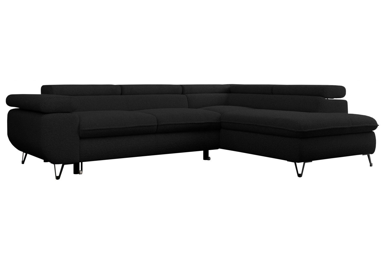 Narożnik PETER L - strona prawa - czarny, boucle