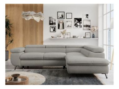 Narożnik PETER L - strona prawa - jasnoszary, boucle