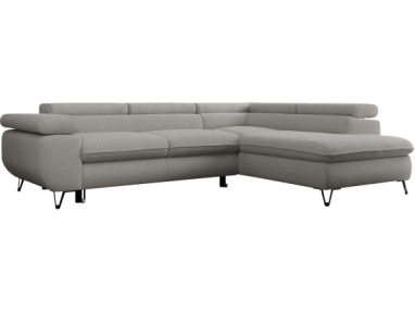 Narożnik PETER L - strona prawa - jasnoszary, boucle