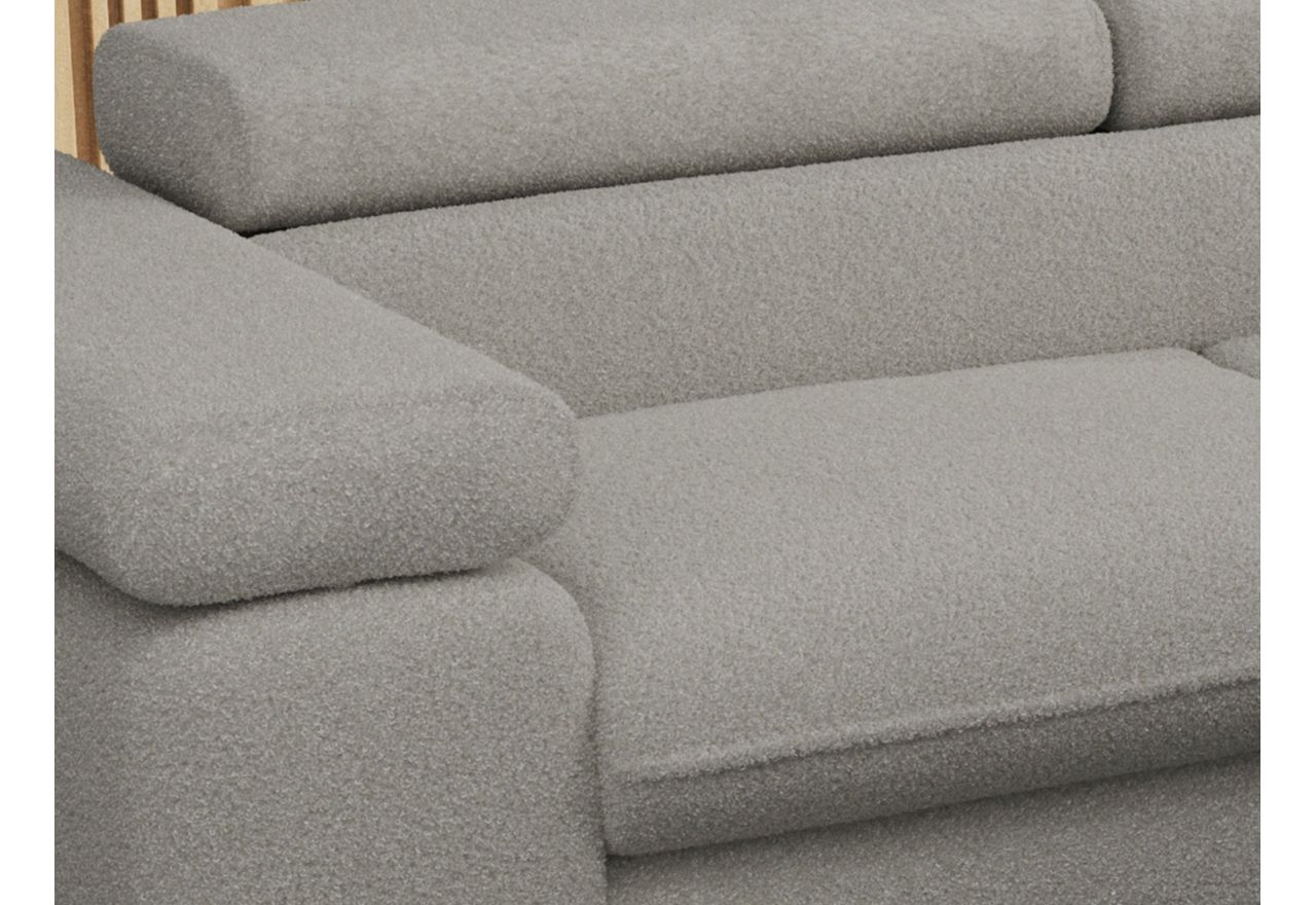 Narożnik PETER L - strona prawa - jasnoszary, boucle