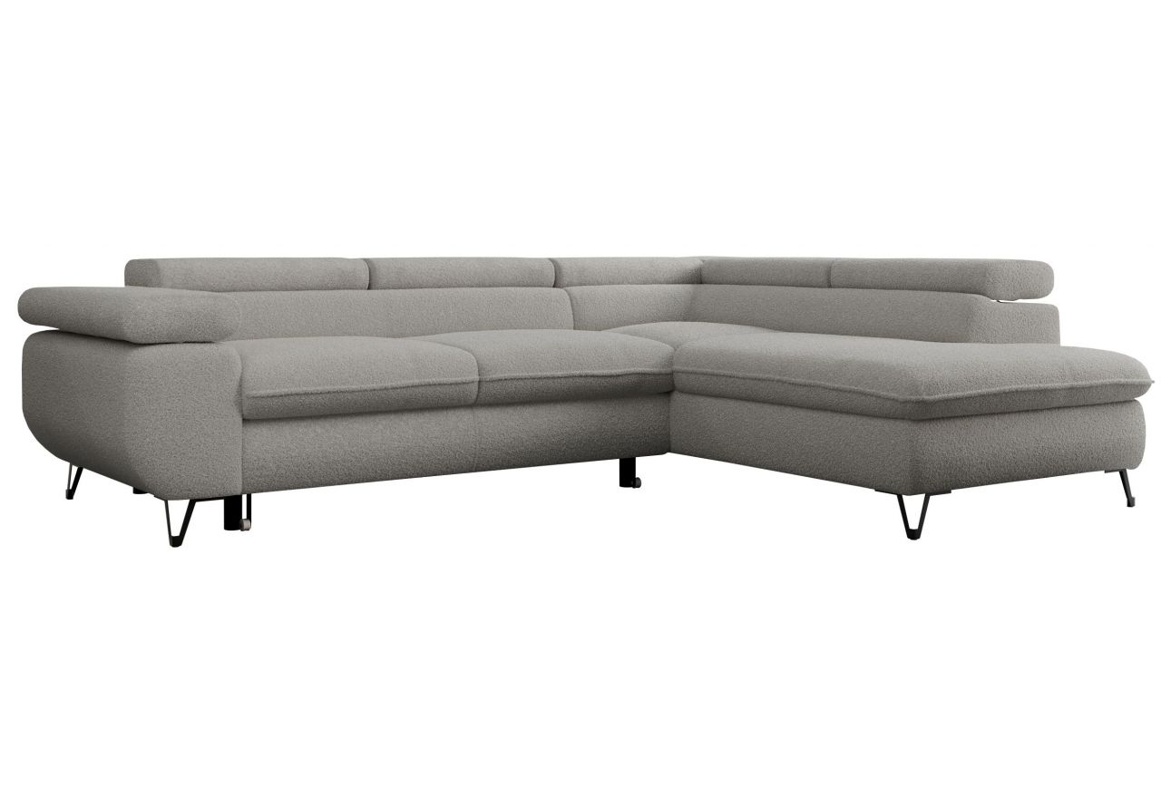 Narożnik PETER L - strona prawa - jasnoszary, boucle