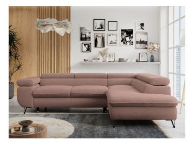 Narożnik PETER L - strona prawa - różowy, boucle