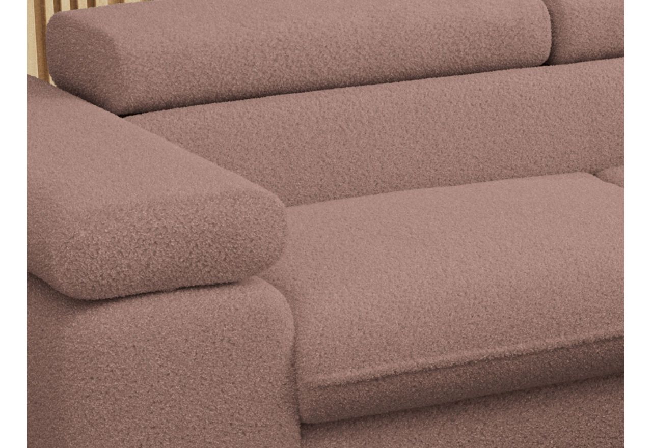 Narożnik PETER L - strona prawa - różowy, boucle