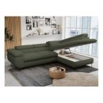 Narożnik PETER L - strona prawa - ciemnozielony, boucle