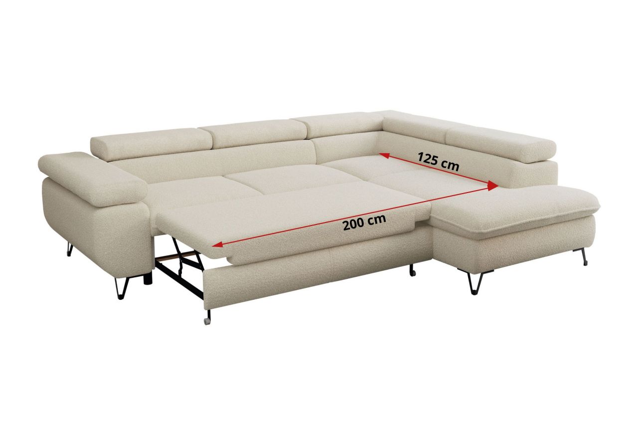 Narożnik PETER L - strona prawa - beżowy, boucle