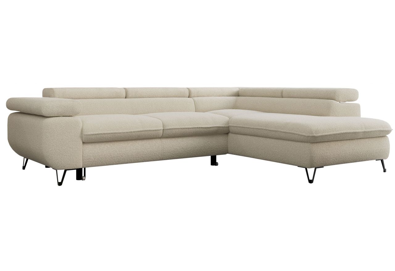 Narożnik PETER L - strona prawa - beżowy, boucle