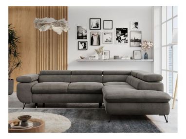 Narożnik PETER L - strona prawa - ciemnoszary, welwet