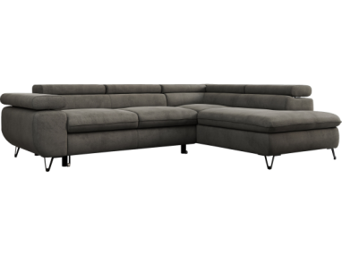 Narożnik PETER L - strona prawa - ciemnoszary, welwet