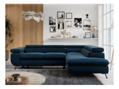 Narożnik PETER L - strona prawa - ciemnoniebieski, welwet