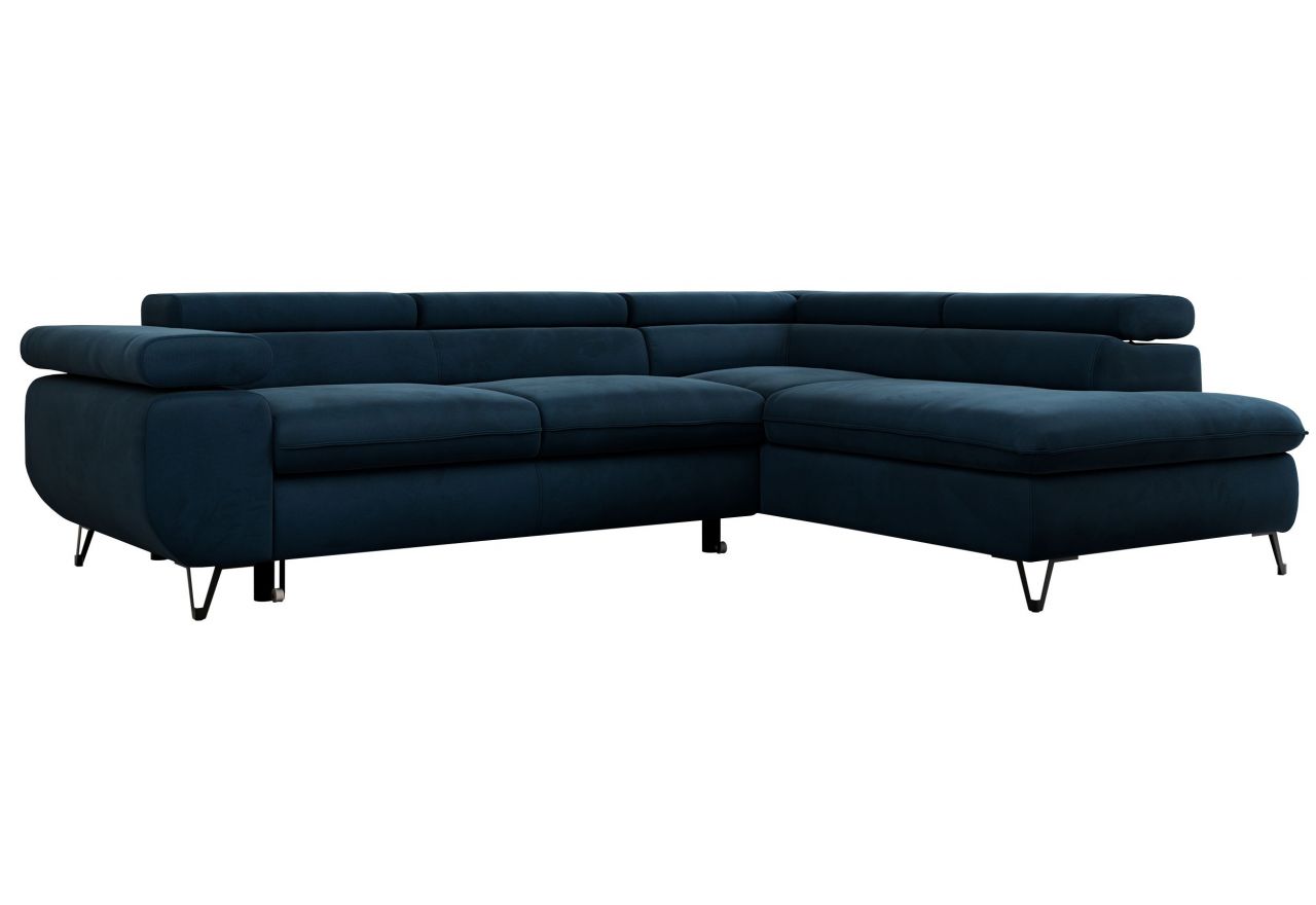 Narożnik PETER L - strona prawa - ciemnoniebieski, welwet