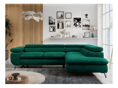 Narożnik PETER L - strona prawa - ciemnozielony, welwet