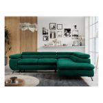 Narożnik PETER L - strona prawa - ciemnozielony, welwet