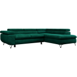 Narożnik PETER L - strona prawa - ciemnozielony, welwet