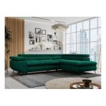 Narożnik PETER L - strona prawa - ciemnozielony, welwet