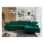 Narożnik PETER L - strona prawa - ciemnozielony, welwet