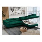 Narożnik PETER L - strona prawa - ciemnozielony, welwet