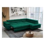 Narożnik PETER L - strona prawa - ciemnozielony, welwet