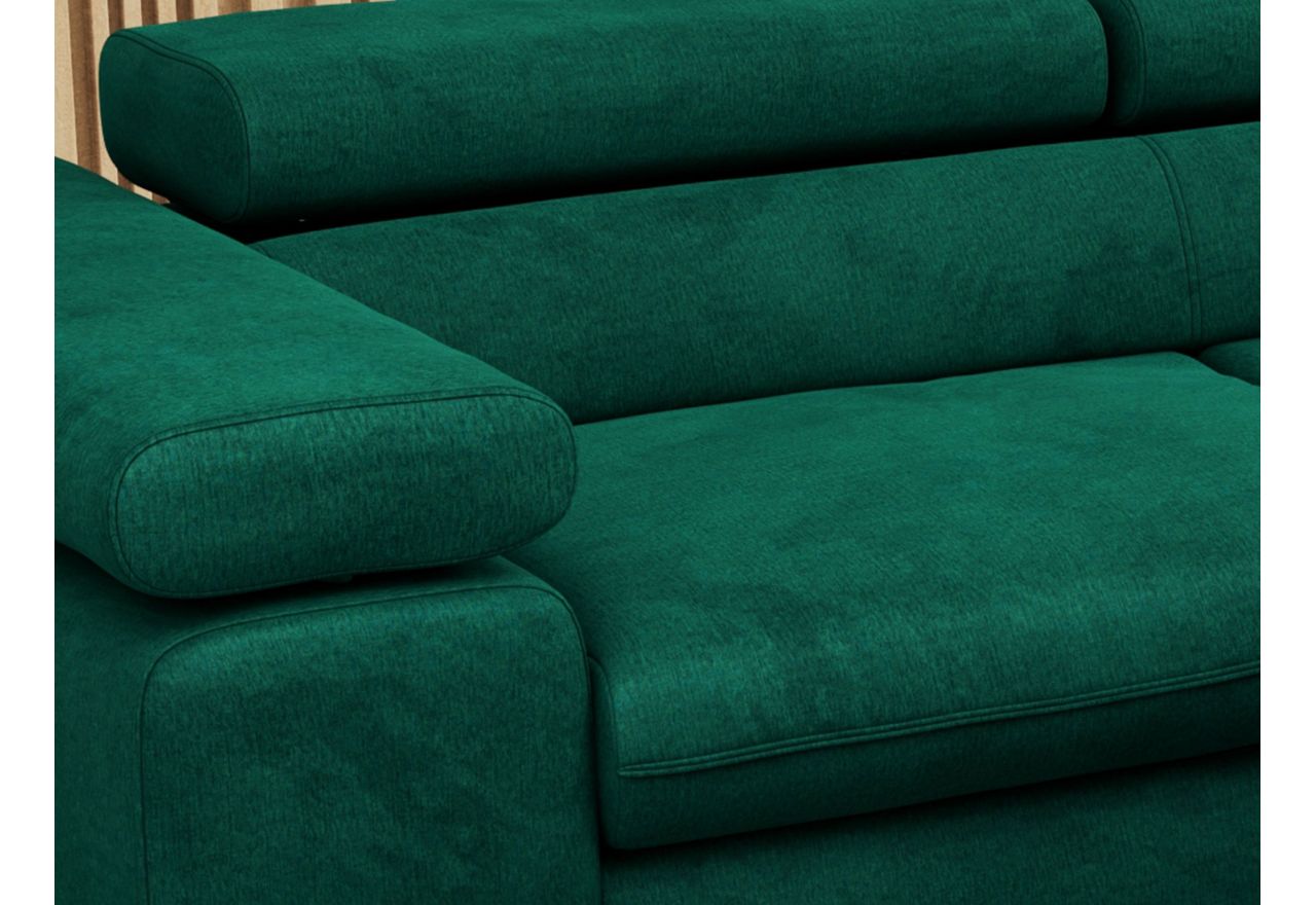 Narożnik PETER L - strona prawa - ciemnozielony, welwet